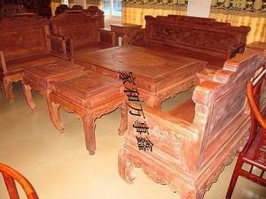 缅甸花梨木明清古典红木家具|山水宝座沙发10件套|生磨
